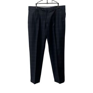Valentini Trentasei Dress‎ Pants Mens 36 Navy Blue Plaid Wool Cashmere Italy